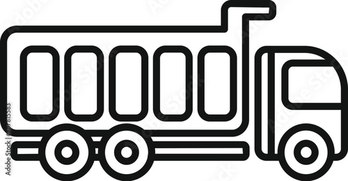 Simple line drawing of a tipper truck delivering building materials on a construction site