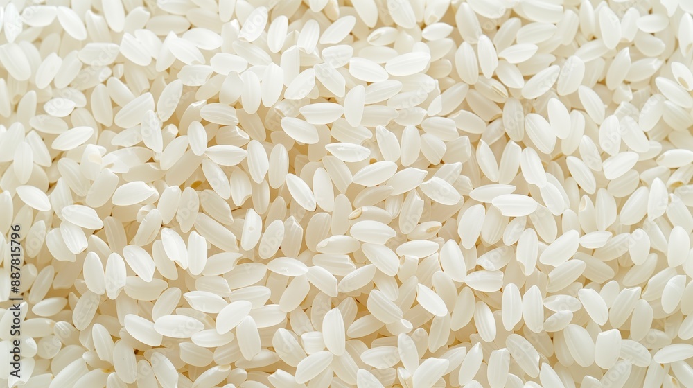A high-resolution close-up image showing a large pile of raw white rice grains, emphasizing texture and detail. A high-resolution close-up image showing a large pile of raw white rice grains, emphasizing texture and detail.