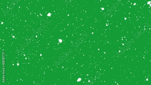 snow falling  on green screen