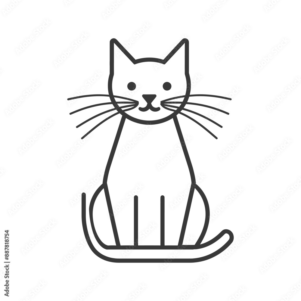 Obraz premium cat minimalist line art icon logo symbol icon black color only