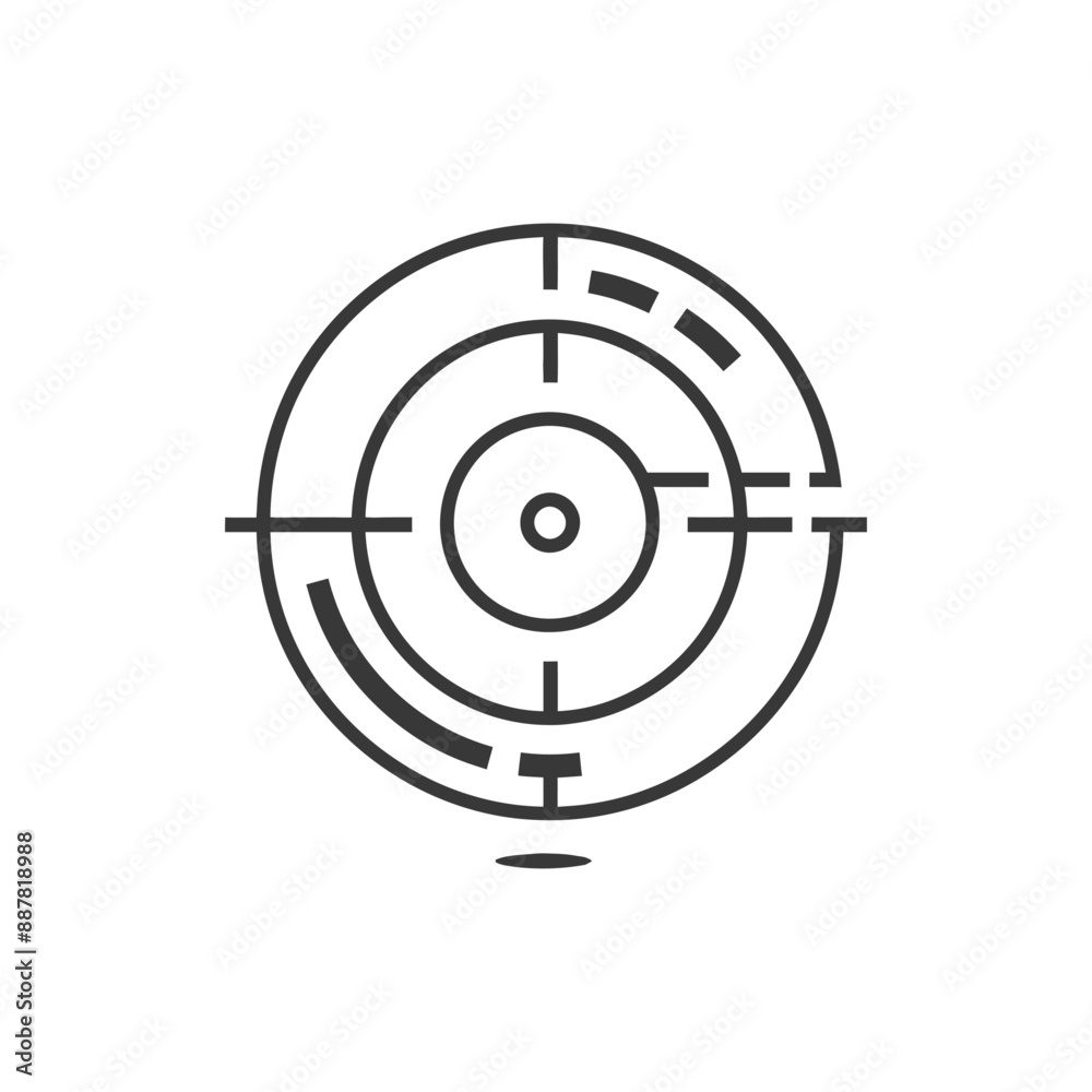 Abstract Tech Target: Circular Line Art Icon Abstract Tech Target: Circular Line Art Icon