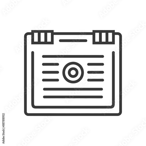 Linear Icon: Retro Cassette Tape Player with Central Circular Detail