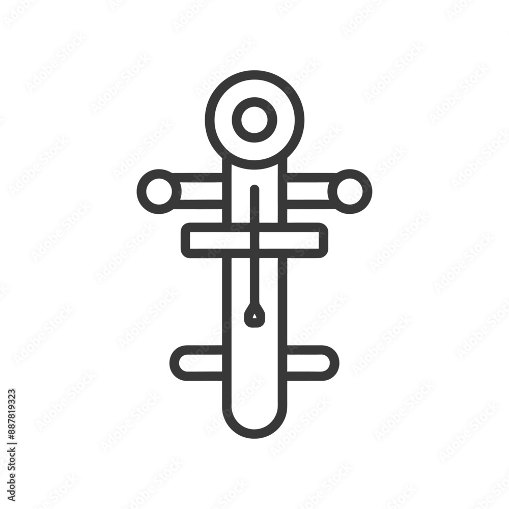 Abstract Minimalist Line Art Icon: Stylized Vertical Device or Tool Abstract Minimalist Line Art Icon: Stylized Vertical Device or Tool