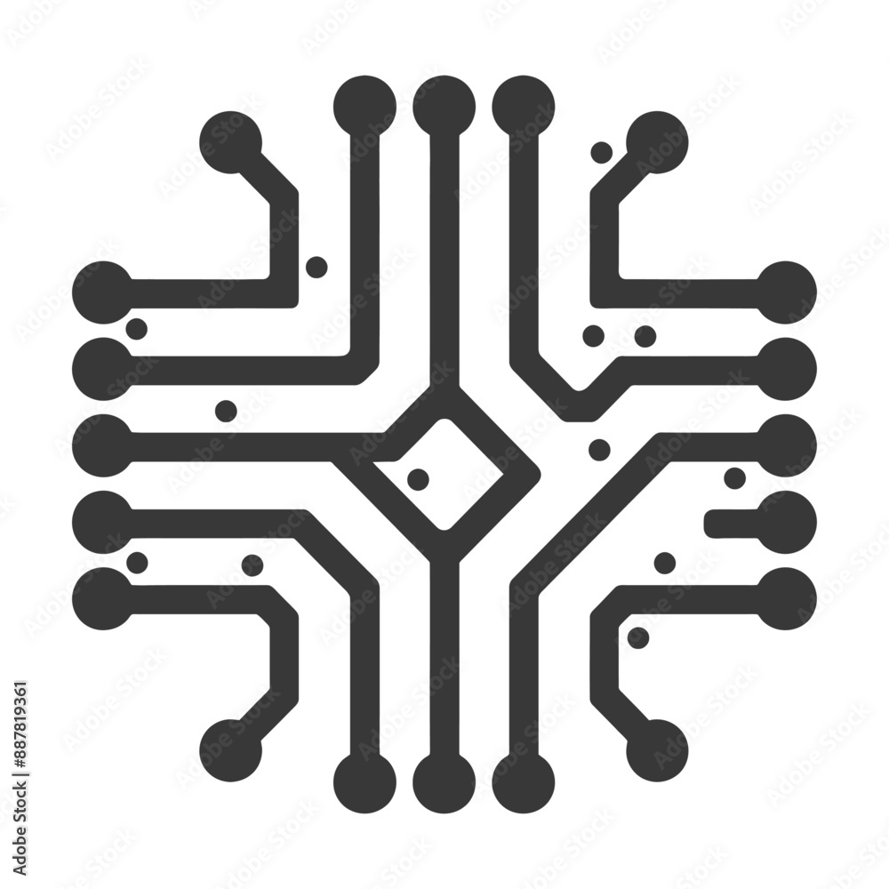 Abstract Circular Circuit Board Microchip Icon Design Abstract Circular Circuit Board Microchip Icon Design