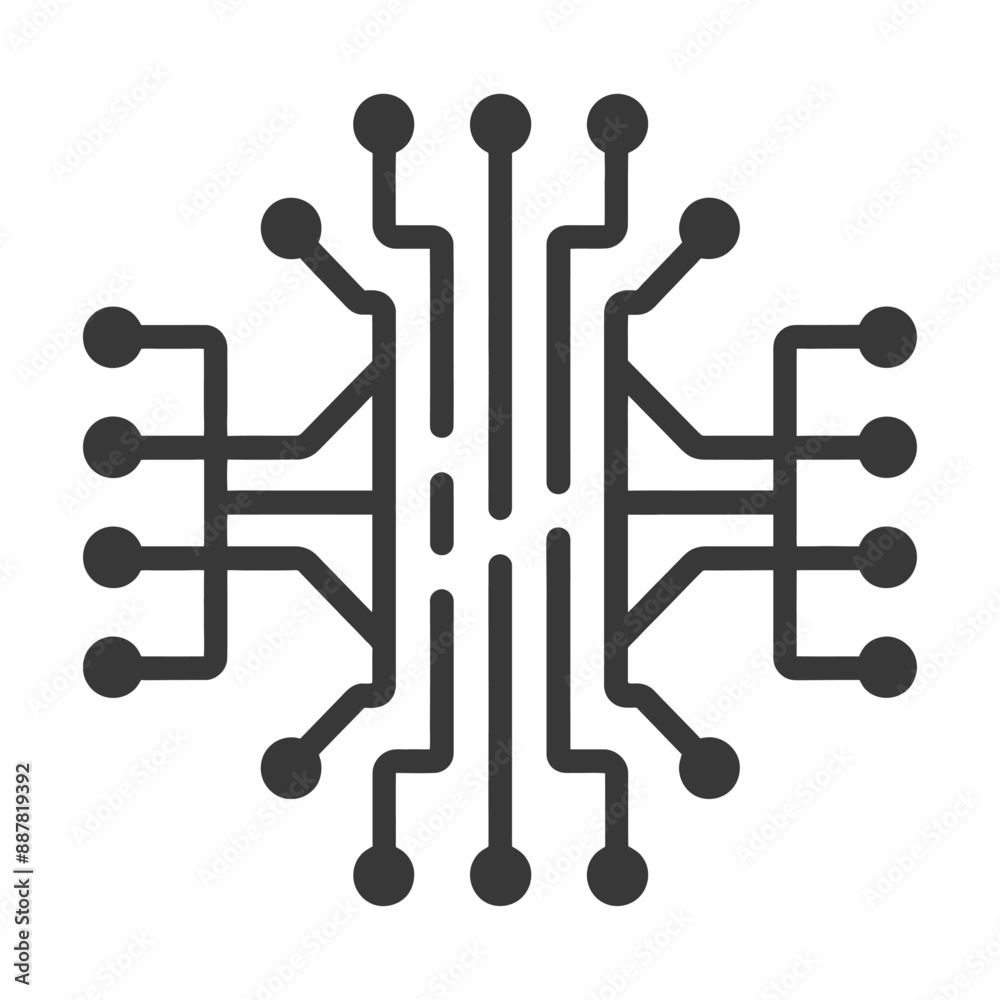 Abstract Circuit Board Icon: Symmetrical Neural Network Design Abstract Circuit Board Icon: Symmetrical Neural Network Design
