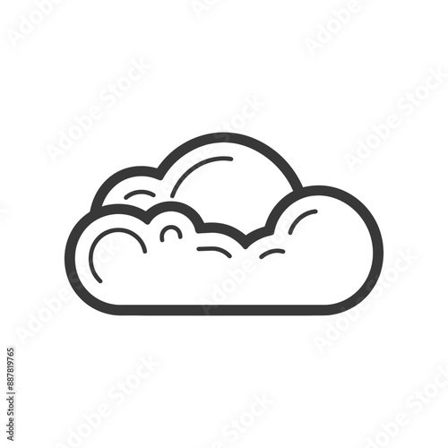Monochromatic Line Art Illustration: Puffy Cumulus Cloud Icon