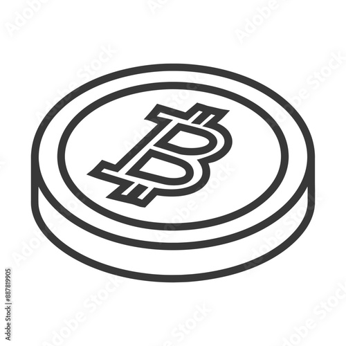 Isometric Line Art Bitcoin Coin Icon