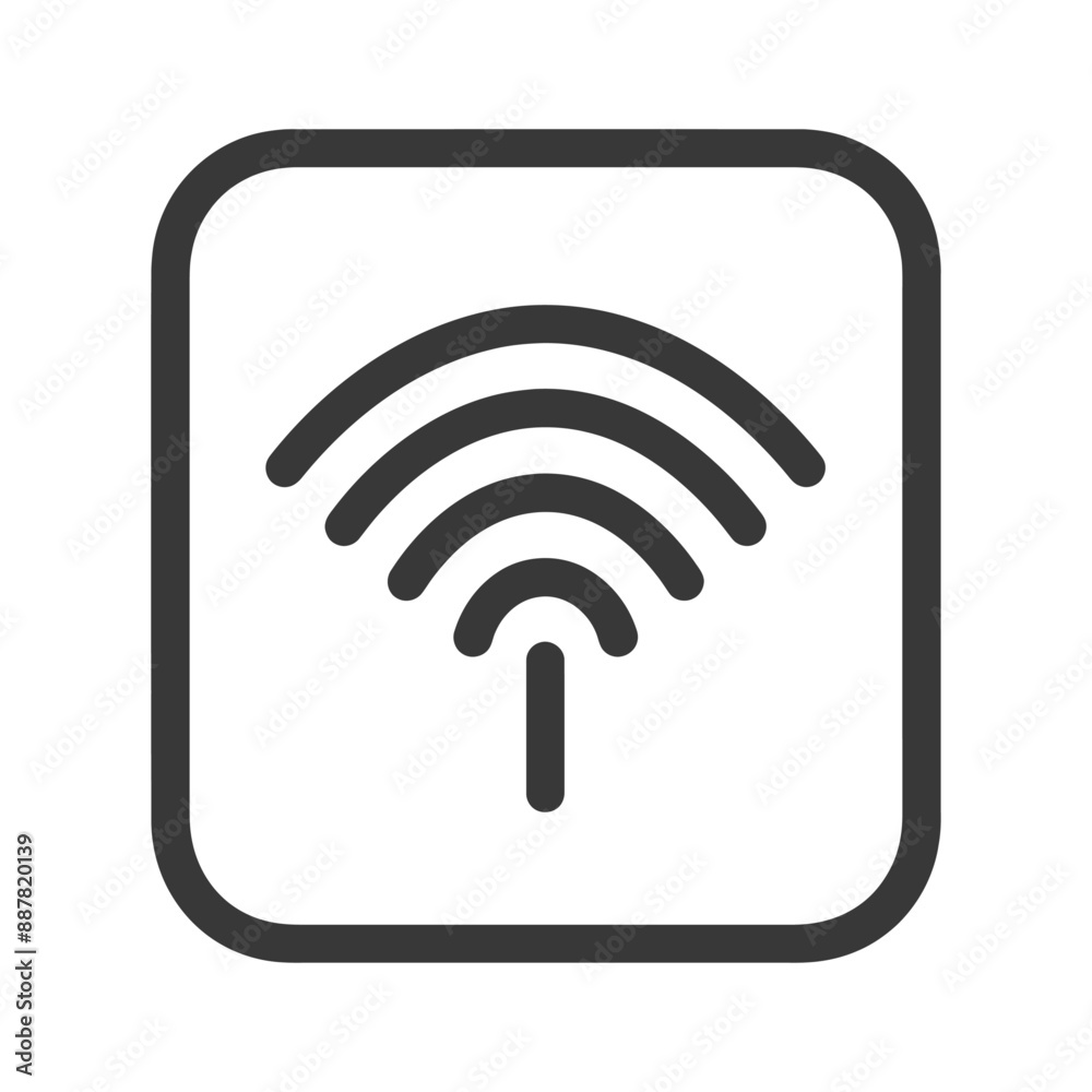 Rounded Square Wifi Icon: Minimalist Line Art Design Rounded Square Wifi Icon: Minimalist Line Art Design