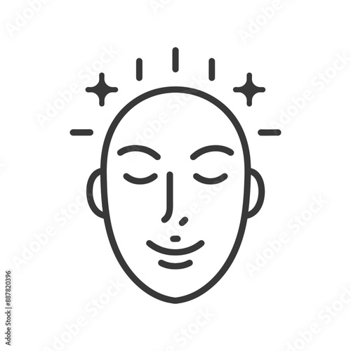 Serene Minimalist Line Art Face with Radiance
