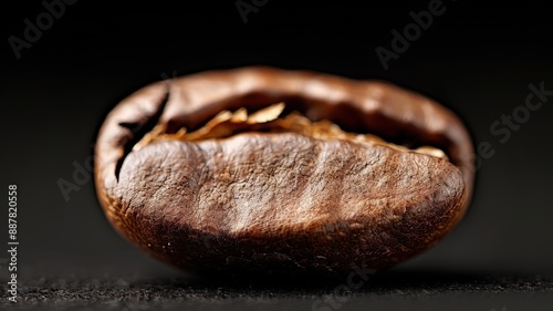 A photorealistic close-up of a coffee bean, revealing its intricate texture.