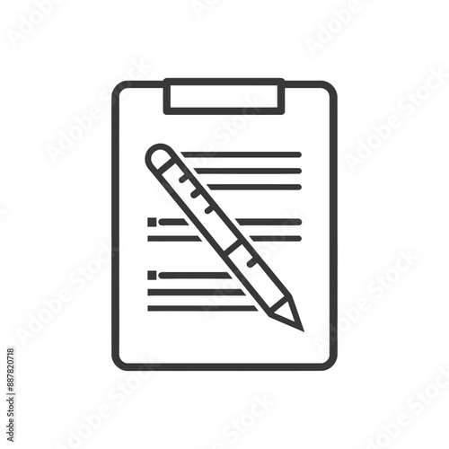 Checklist Clipboard Icon: Minimalist Line Art Design
