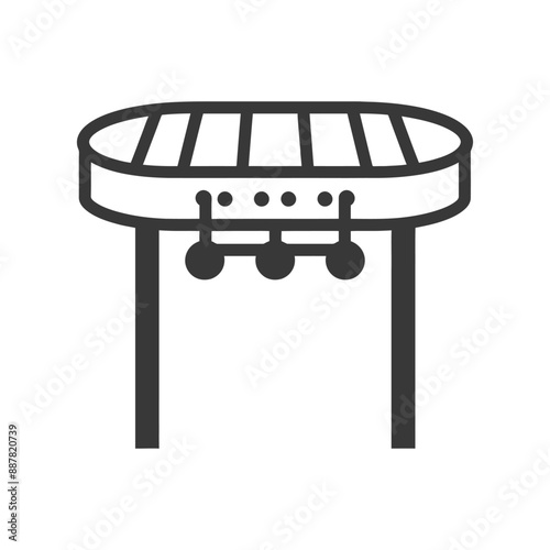 Oval Charcoal Grill Icon: Elevated Design with Hanging Hooks