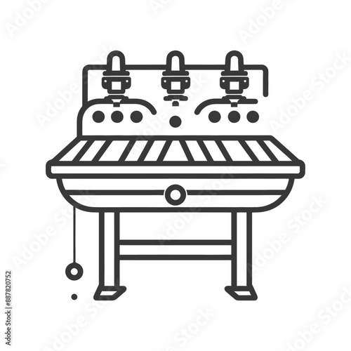 Line Art Illustration: Three-Person Shooting Range Game