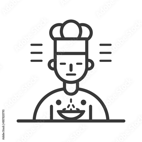 Serene Chef Icon: Minimalist Line Art Food Illustration