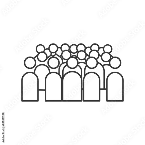 Abstract Line Art Crowd: Connected Individuals in Auditorium Seating