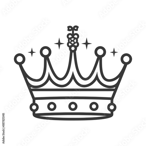 Elegant Line Art Crown with Sparkling Accents