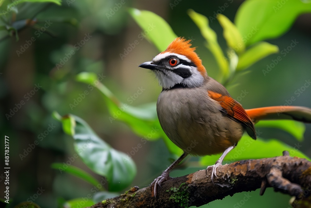 Red-tailed laughingthrush at lumber Red-tailed laughingthrush at lumber