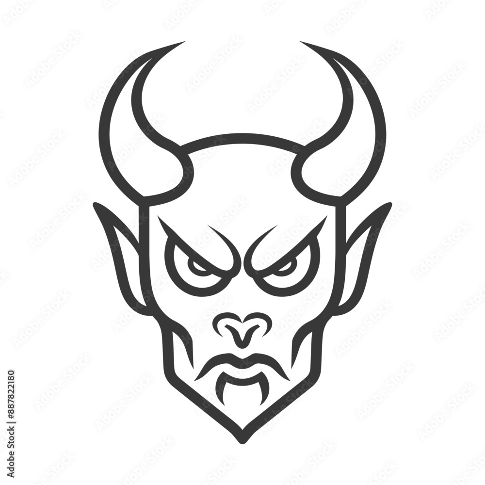 Fototapeta premium demon minimalist line art icon logo symbol icon black color only