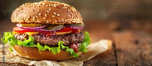 Juicy hamburger with copy s...