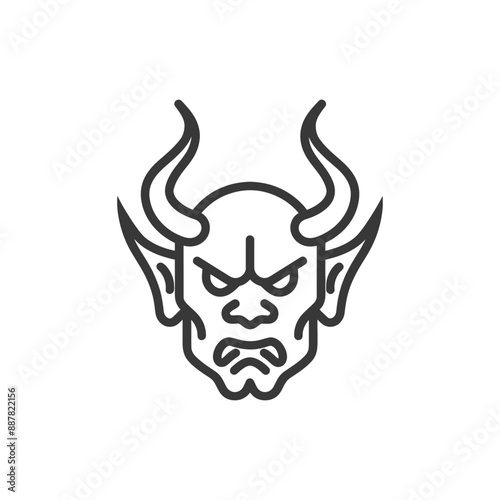 demon minimalist line art icon logo symbol icon black color only