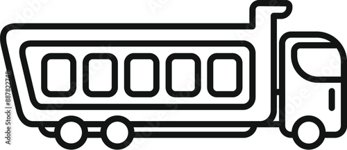Tipper truck carrying building materials icon thin line for web and mobile, modern minimalist flat design