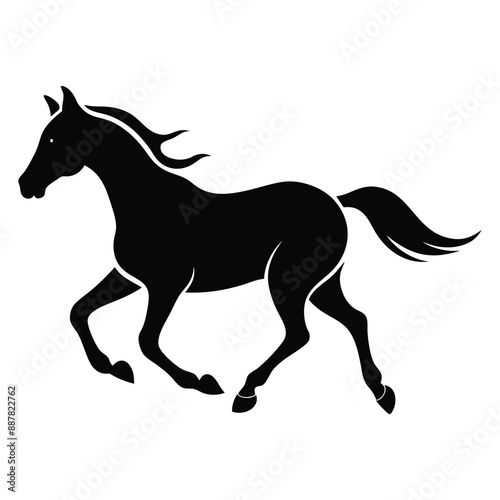 silhouette of black running horse - vector illustration