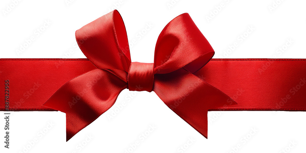 Red bow ribbon isolated with transparent background. Holiday celebration concept decoration design element Red bow ribbon isolated with transparent background. Holiday celebration concept decoration design element