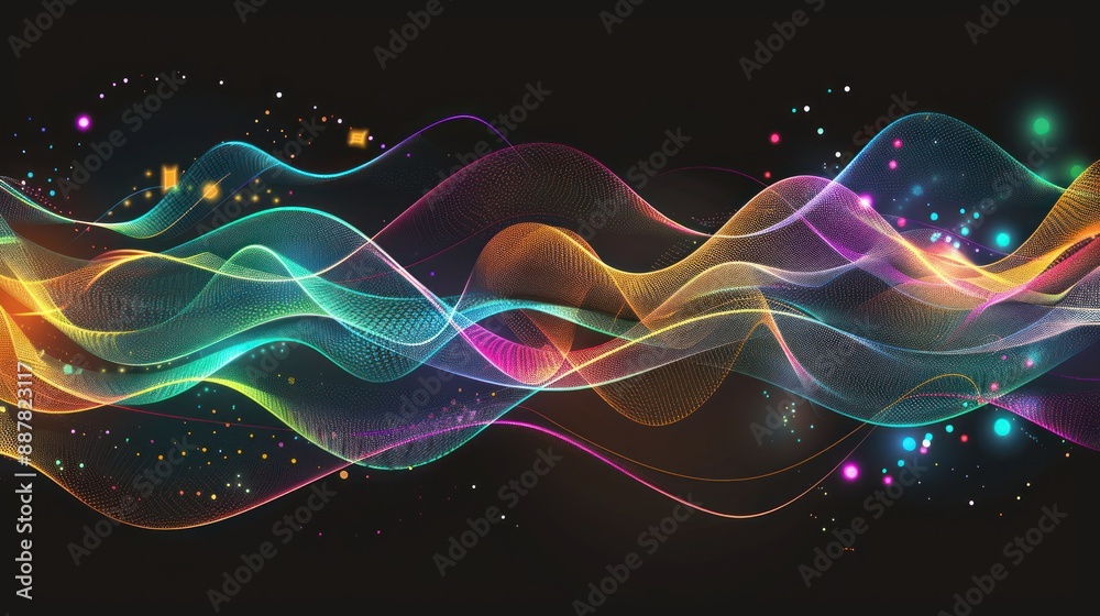 Abstract Wave Pattern with Colorful Lights