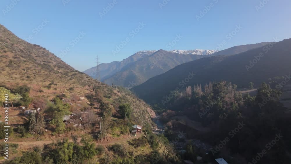 Farellones Santiago de Chile River Day Nature snow drone Farellones Santiago de Chile River Day Nature snow drone