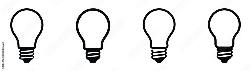 Light bulb icon set. Idea icon. Lamp concept. Light bulb, isolated in modern outline, flat, and colored design. Vector illustration Light bulb icon set. Idea icon. Lamp concept. Light bulb, isolated in modern outline, flat, and colored design. Vector illustration