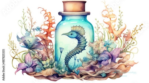 beautiful underwater scene in bottle 