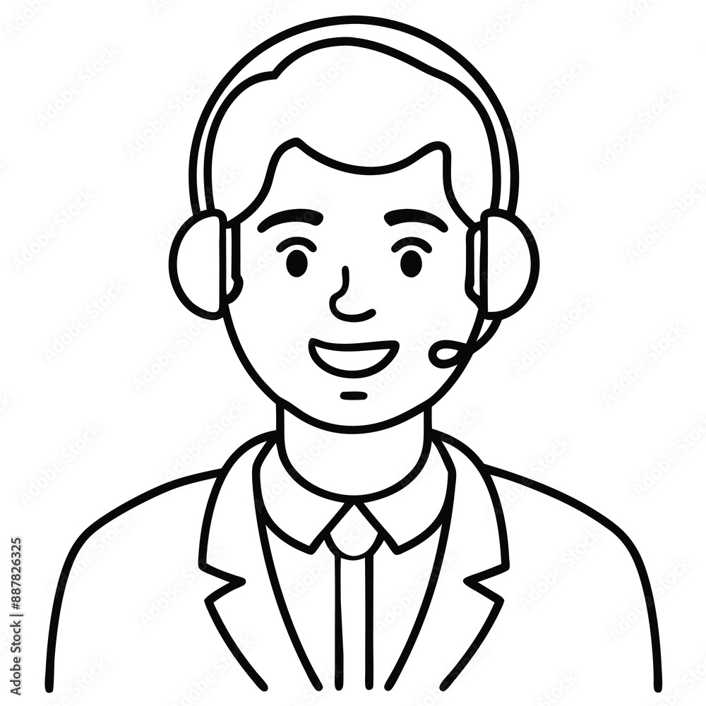 customer support line art vector art illustration customer support line art vector art illustration