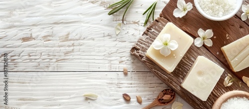 White wooden table displays...