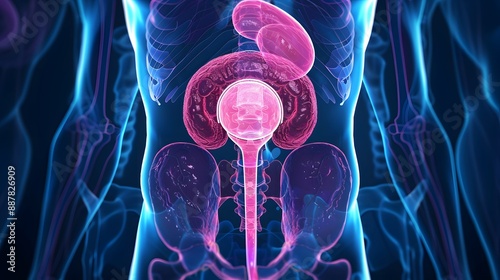 Wallpaper Mural A medical illustration of the prostate gland and its relation to urological health Torontodigital.ca