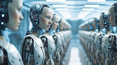 Wallpaper Mural A Line of Humanoid Robots Torontodigital.ca