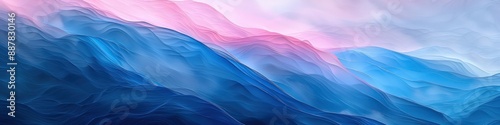 A mesmerizing interplay of blue and pink hues forms a harmonious and dreamy abstract landscape, creating a serene and tranquil scene.