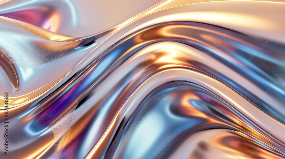 Abstract metallic fabric flowing with colorful reflections Abstract metallic fabric flowing with colorful reflections
