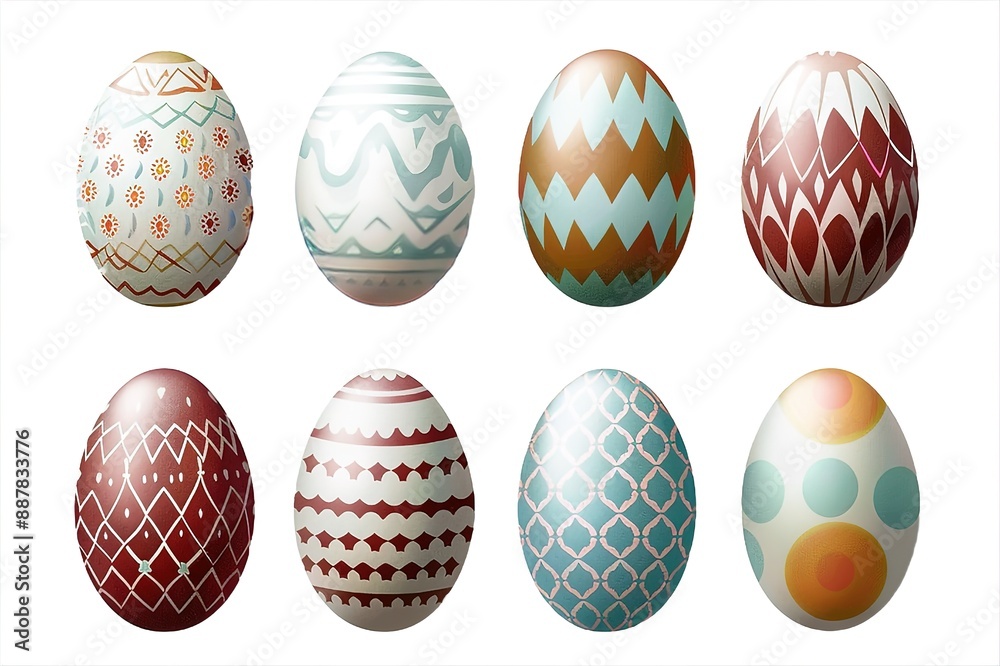 Set of multicolor Easter eggs with different texture on a white background. Spring holiday
Set of multicolor Easter eggs with different texture on a white background. Spring holiday