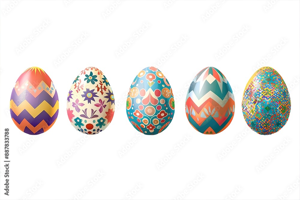 Set of multicolor Easter eggs with different texture on a white background. Spring holiday
Set of multicolor Easter eggs with different texture on a white background. Spring holiday