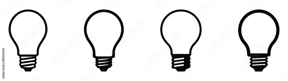 Light bulb icon set. Idea icon. Lamp concept. Light bulb, isolated in modern outline, flat, and colored design. Vector illustration Light bulb icon set. Idea icon. Lamp concept. Light bulb, isolated in modern outline, flat, and colored design. Vector illustration