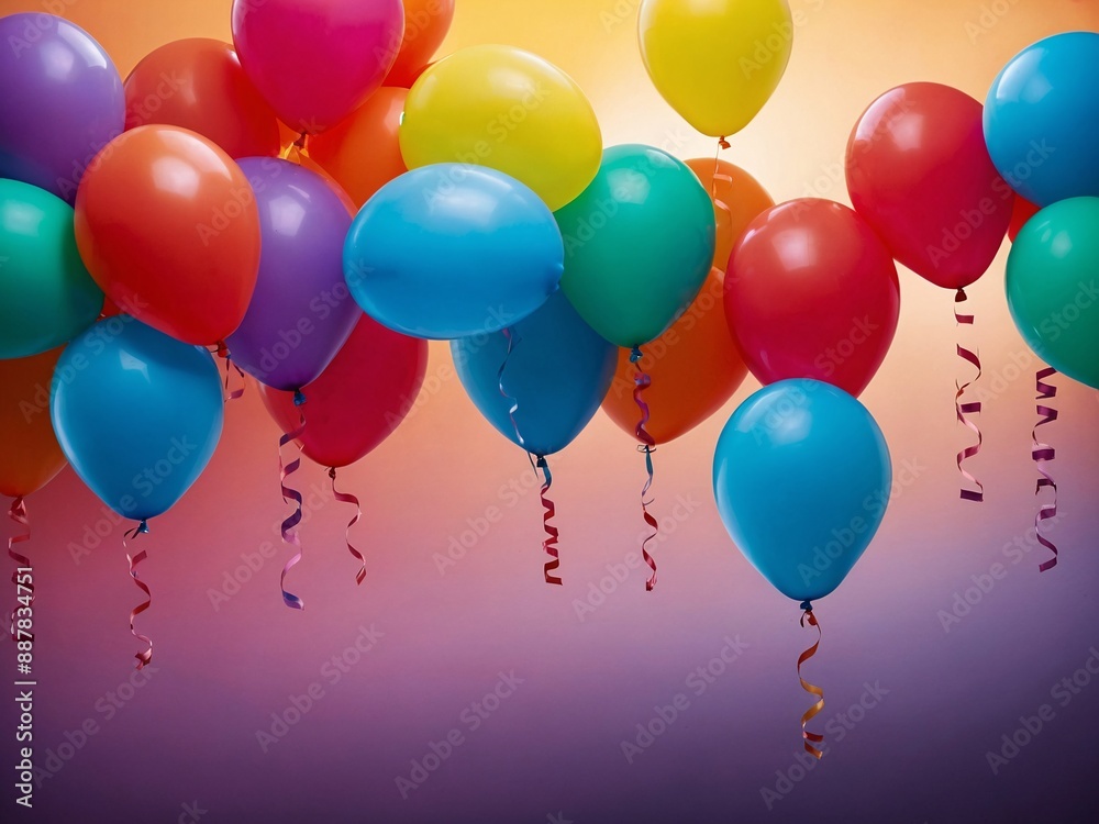 Vivid balloons against colorful backdrop with text space Vivid balloons against colorful backdrop with text space