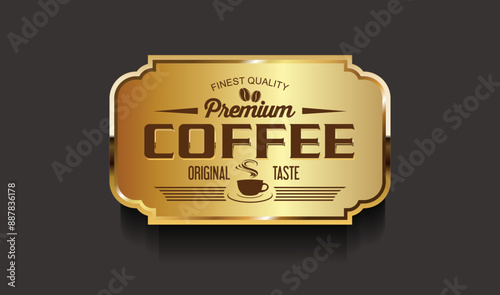 Retro vintage coffee logo in golden style vector illustration