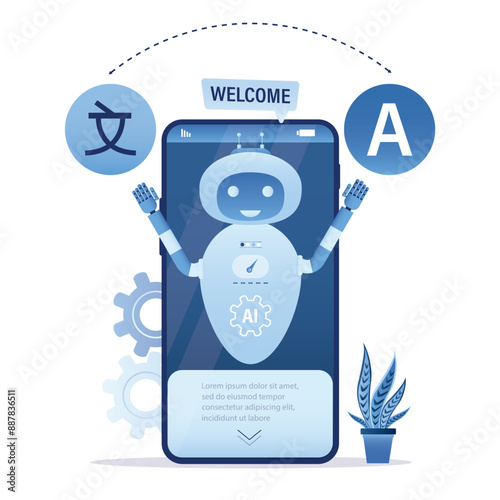 Chatbot translator. Online translates your messages into another language. AI online support for translation documents and reading book technology.