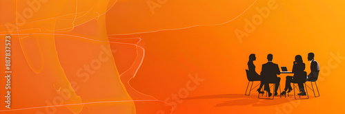 Brainstorming session web banner. Brainstorming session isolated on orange background with copy space for virtual team icebreakers.