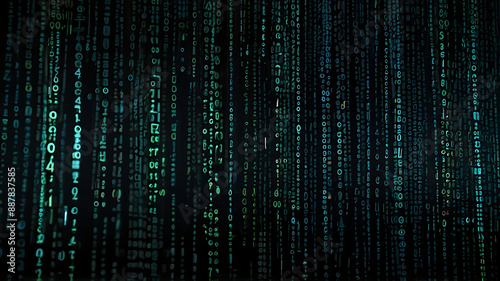 Wallpaper Mural Visualize a digital world where binary code rains down like the Matrix, transforming into digital coins and online transactions Torontodigital.ca