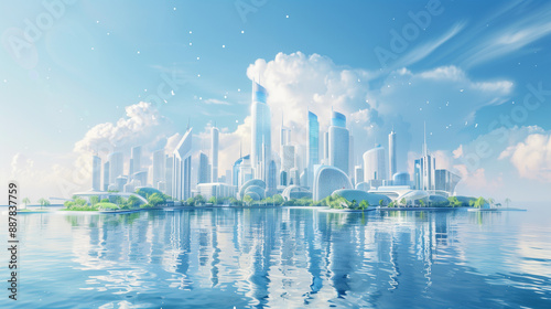 Smart city powered by IoT sensors and AI algorithms, optimizing energy usage and reducing environmental impact. Sustainable urban innovation for a greener future.