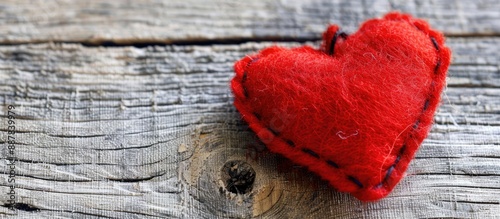 Handmade red felt heart on ...