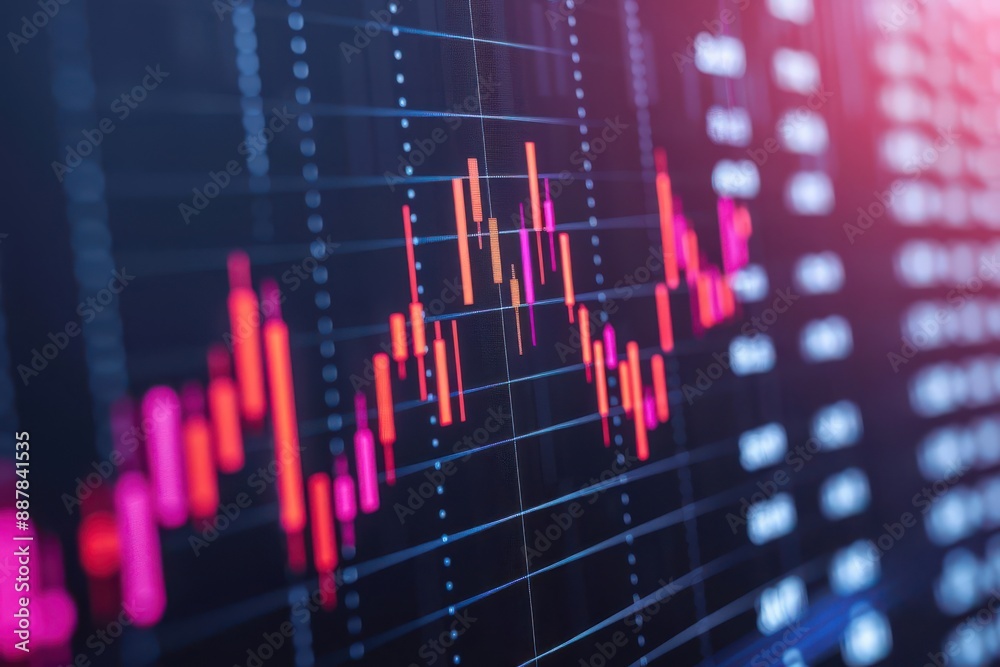 Abstract glowing stock market graph on digital background, financial growth, data visualization Abstract glowing stock market graph on digital background, financial growth, data visualization
