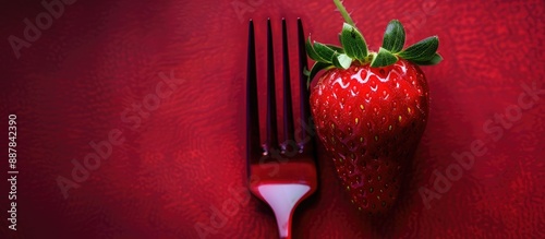 A strawberry resting on a c...