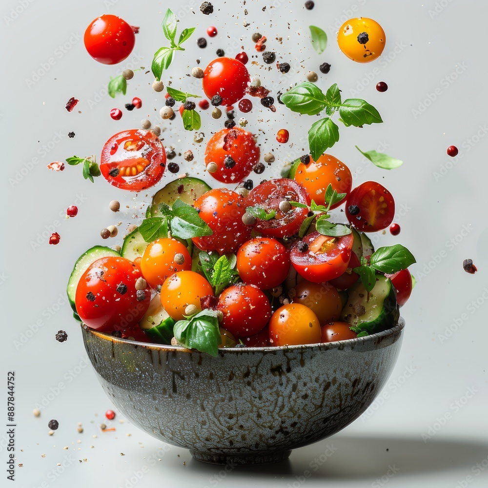Ingredients Falling into Saucepan for Delicious Vegetable Soup Recipe Ingredients Falling into Saucepan for Delicious Vegetable Soup Recipe